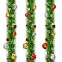 Christmas garlands with balls and pine cones vector