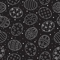 Doodle of easter eggs set collection on black background vector