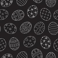 Doodle of easter eggs set collection on black background vector