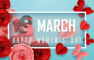 International Happy Women's Day. Square Frame Luxury for space for text on blue background vector