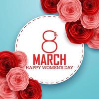 International Happy Women's Day. Square Frame Luxury for space for text on blue background vector