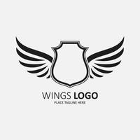 Winged shield icon and logo. vector illustration