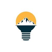 Mountain inside light bulb logo design. Leadership solution logo design. vector