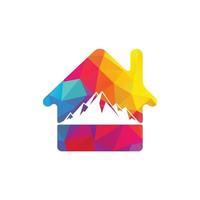 diseño del logo de la casa de montaña. diseño de ilustraciones de montañas nevadas. vector