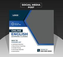 plantilla de diseño de banner de publicación de redes sociales moderna para anuncio de curso de aprendizaje de idiomas vector