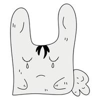Doodle cartoon sad rabbit vector
