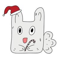 Christmas doodle cartoon rabbit vector