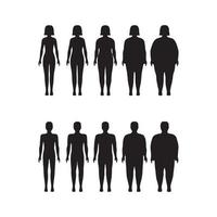 slim to fat human icon isolated on white background
