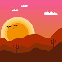 Sunset View Behind Mountains vector