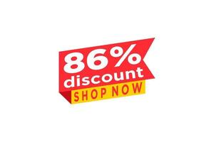 86 discount, Sales Vector badges for Labels, , Stickers, Banners, Tags, Web Stickers, New offer. Discount origami sign banner.