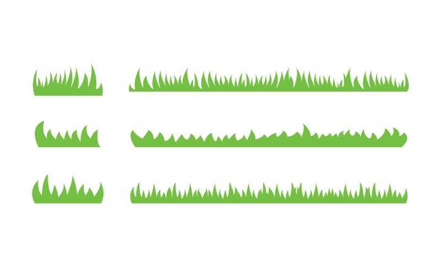 Set of flat grass elements design illustration