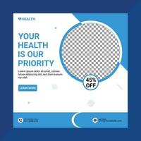 Healthcare social media post template. Hospital social media post template design vector