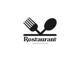 logotipo del restaurante con ilustración de tenedor y cuchara vector