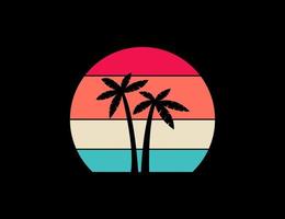 Palm tree retro illustration vector