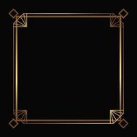 Vector golden frame on the black background. Isolated art deco template with copy space