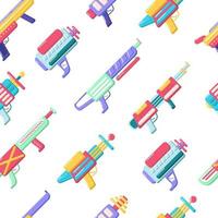 Vector seamless pattern with blasters. Colorful toy collection. Futuristic weapon design