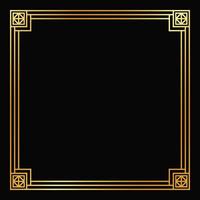 Vector golden geometric frame on black background. Isolated art deco design.