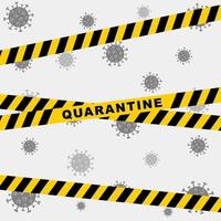 Vector quarantine background. Coronavirus pattern with black and yellow stripes.