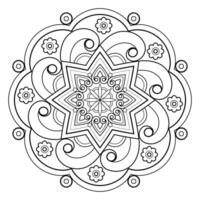 patrón de arte digital mandala arte en la pared libro para colorear patrón de encaje el diseño del tatuaje para una camisa de pintura de papel tapiz y diseño de etiqueta de plantilla de azulejo adorno circular decorativo en estilo étnico oriental vector