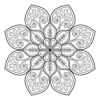 patrón de arte digital mandala arte en la pared libro para colorear patrón de encaje el diseño del tatuaje para una camisa de pintura de papel tapiz y diseño de etiqueta de plantilla de azulejo adorno circular decorativo en estilo étnico oriental vector