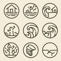 Disaster icon with outline style vector