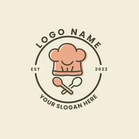 Restaurant logo with chef hat and spoon vector