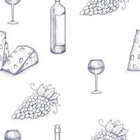 Seamless background with wine set vector