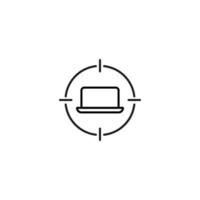 Simple black and white illustration perfect for web sites, advertisement, books, articles, apps. Modern sign and editable stroke. Vector line icon of laptop inside target