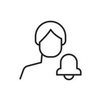 Hobby, business, profession of man. Modern vector outline symbol in flat style with black thin line. Monochrome icon of bell by anonymous male