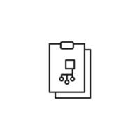 Document, office, contract and agreement concept. Monochrome vector sign drawn in flat style. Vector line icon of program code on clipboard