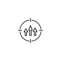 Simple black and white illustration perfect for web sites, advertisement, books, articles, apps. Modern sign and editable stroke. Vector line icon of arrows inside target