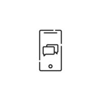 Display of phone. Vector line symbol drawn in modern flat style. Perfect for web site, stores, internet pages. Editable stroke. Line icon of speech bubbles on display of phone