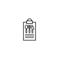 Document on clipboard sign. Vector outline symbol in flat style. Suitable for web sites, banners, books, advertisements etc. Line icon of fork, knife and spoon