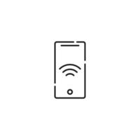 Display of phone. Vector line symbol drawn in modern flat style. Perfect for web site, stores, internet pages. Editable stroke. Line icon of wi fi sign on display of phone