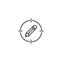 Simple black and white illustration perfect for web sites, advertisement, books, articles, apps. Modern sign and editable stroke. Vector line icon of pencil inside target