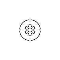 Simple black and white illustration perfect for web sites, advertisement, books, articles, apps. Modern sign and editable stroke. Vector line icon of gear or cogwheel inside target