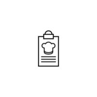 Document on clipboard sign. Vector outline symbol in flat style. Suitable for web sites, banners, books, advertisements etc. Line icon of chefs hat on clipboard