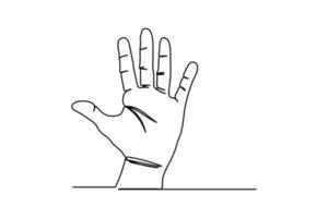 vector illustration of single copntinuous line waving hand