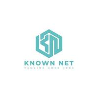 Abstract initial letter KN or NK logo in blue color isolated in white background applied for business and consulting logo also suitable for the brands or companies have initial name NK or KN. vector