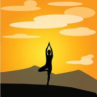 imagen vectorial de silueta de alguien haciendo yoga hecha con un diseño simple o plano vector
