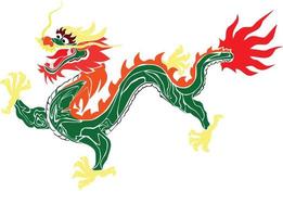 Vector image of a dragon in color made with a simple or flat design