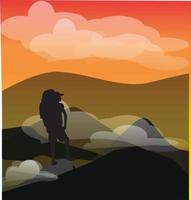 Silhouette vector image of a climber made with a simple or flat design