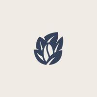 Coffee bean with leaf plant branch minimal logo vector with simple line outline icon vector illustration