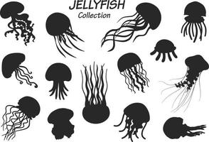 jellyfish silhouette collection vector