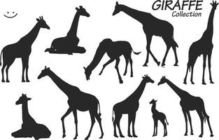 Giraffe silhouettes set vector