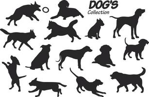 colección de siluetas de perros aislados vector