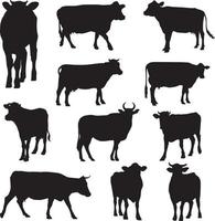 cow silhouettes set vector