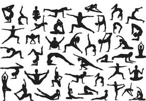 conjunto de siluetas de yoga vector