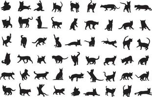 Cats silhouettes set vector