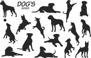 boxer dog silhouettes vector